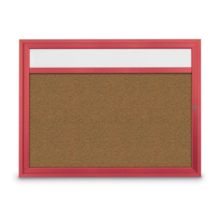United Visual Products Slim Enclosed Corkboard, 30"x36", Black Alum Frame/Apricot UVEB3036-BLACK-APRICOT